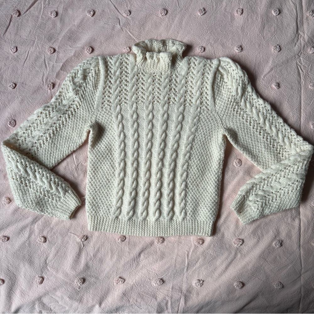 Handmade Vintage Cable Knit Wool Sweater